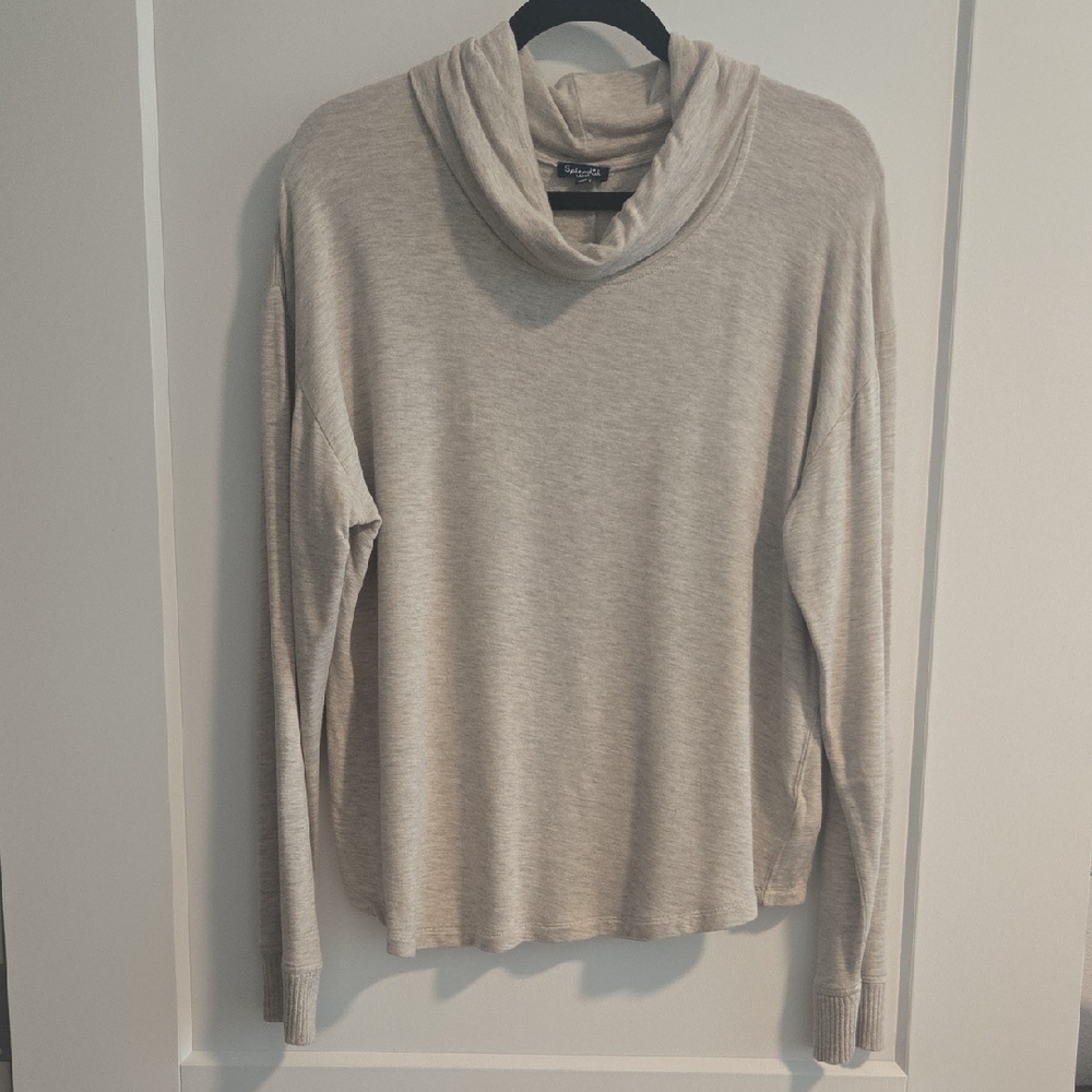 Splendid Heathered Light Gray Cowl Neck Sweater